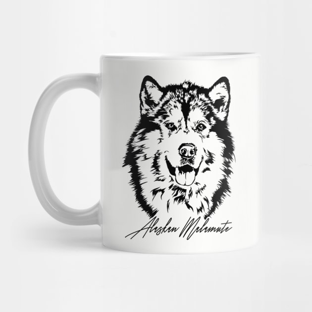 Alaskan Malamute sleddog dog portrait by wilsigns